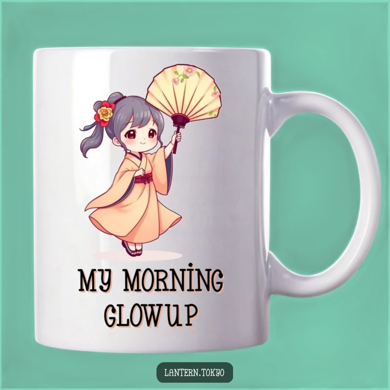 Elegant Lantern Kimono Fan Mug - Sophisticated Funny Gift for Art Lovers