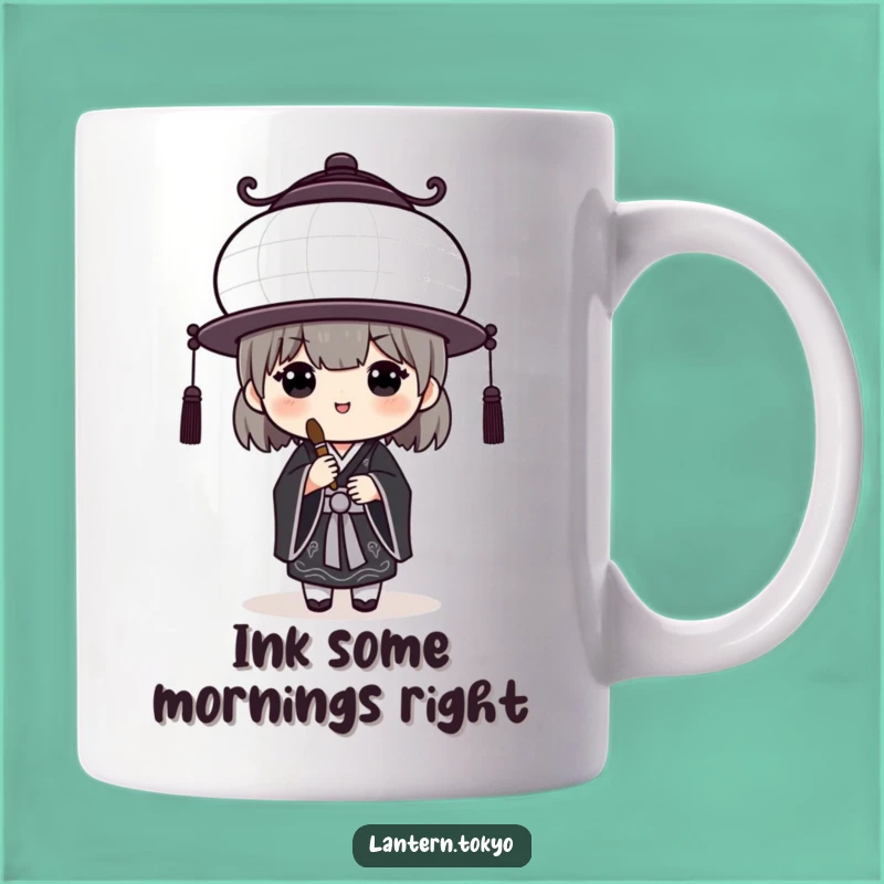 Funny White Lantern Calligraphy Mug: A Classic Black Kimono Artist's Hilarious Gift