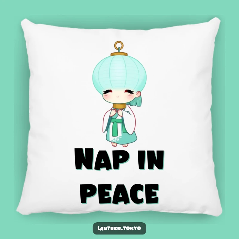 Comfy Funny Teal Lantern Pillow: White Kimono Accent for Peaceful Comfort
