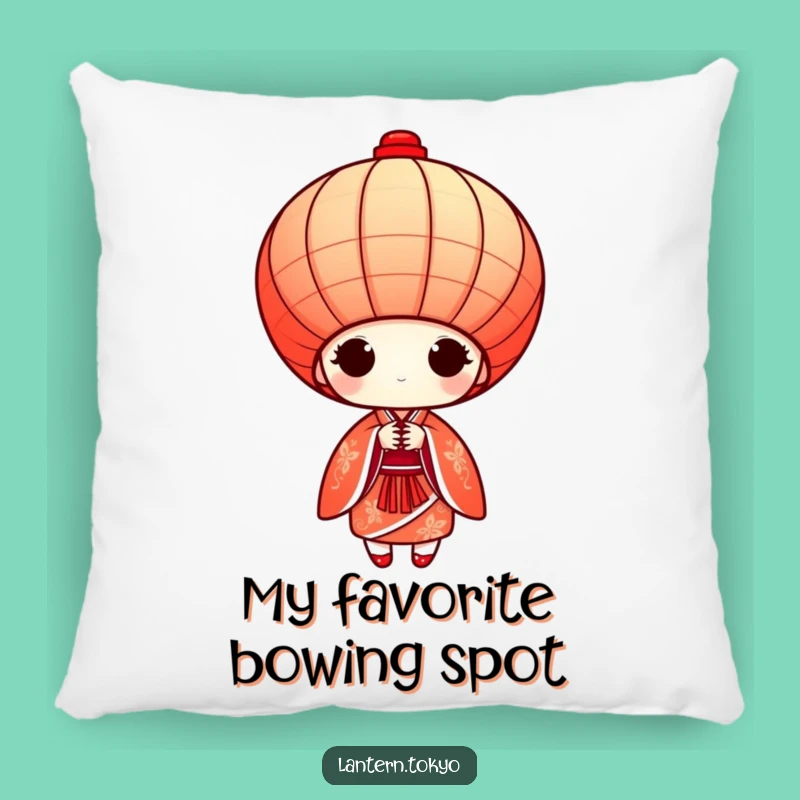 Funny Red Kimono Lantern Pillow: Graceful Bows for Comfy, Humorous Decor!
