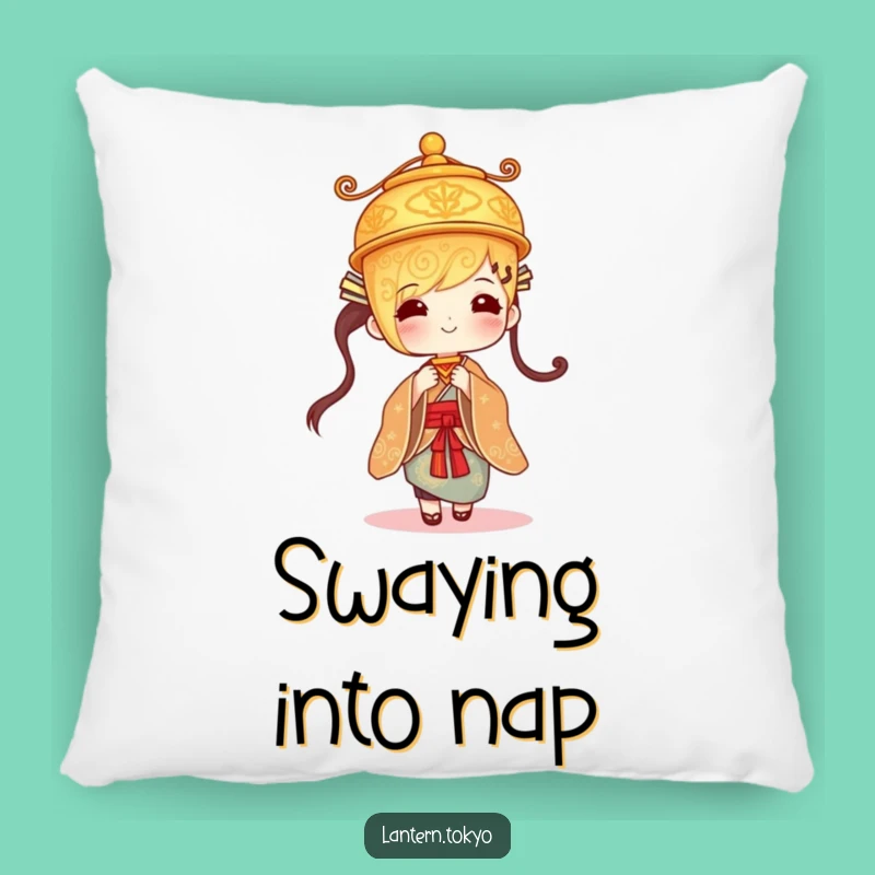 Funny Golden Lantern Pillow: Cozy Kimono Sway for Elegant, Humorous Comfort!