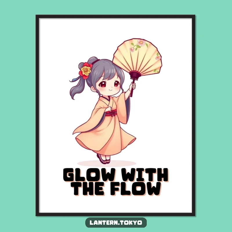 Graceful Lantern Kimono Digital Art - Instant Elegant Funny Decor