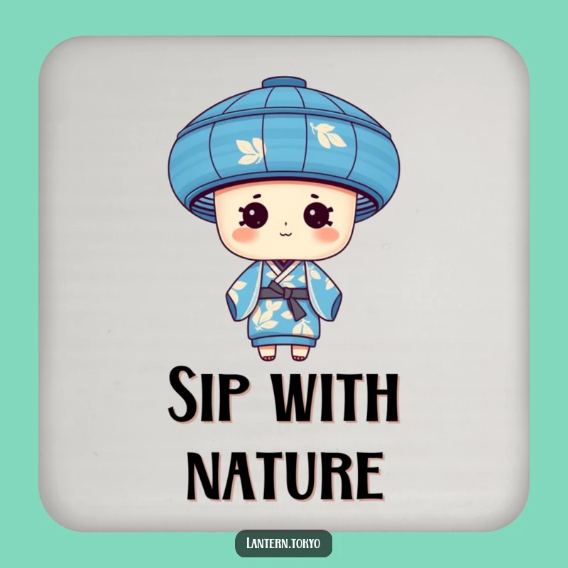 Funny Blue Leaf Lantern Coasters: Protect Surfaces with Nature's Kimono Humor!