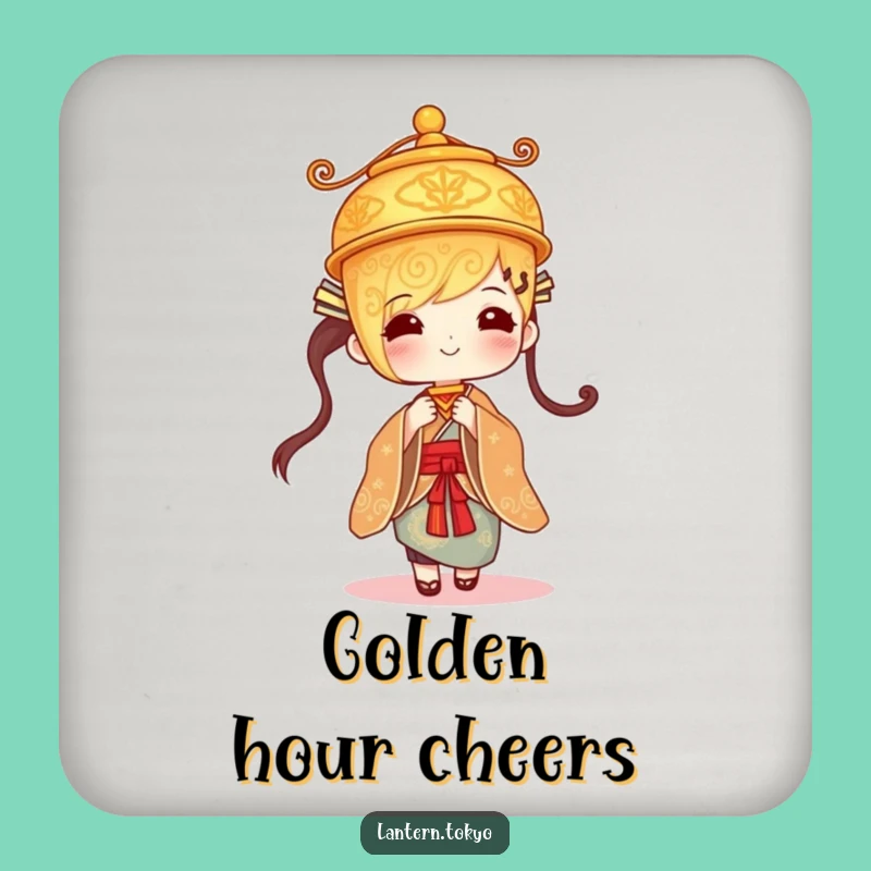 Funny Golden Lantern Coasters: Protect Surfaces with Elegant, Humorous Sways!