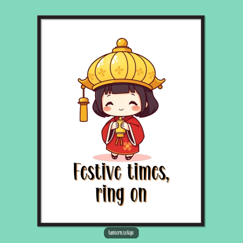 Funny Free Printable Wall Art: Festive Gold Lantern Character - Downloadable Cheerful Decor