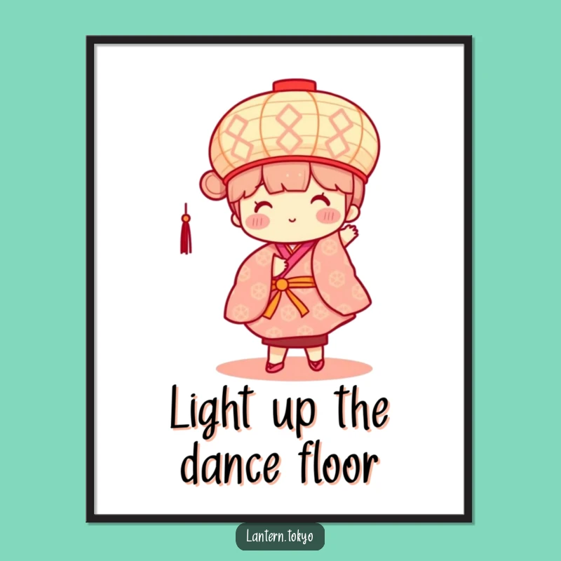 Free Printable Wall Art: Dancing Lantern in Kimono - Lively Downloadable Decor