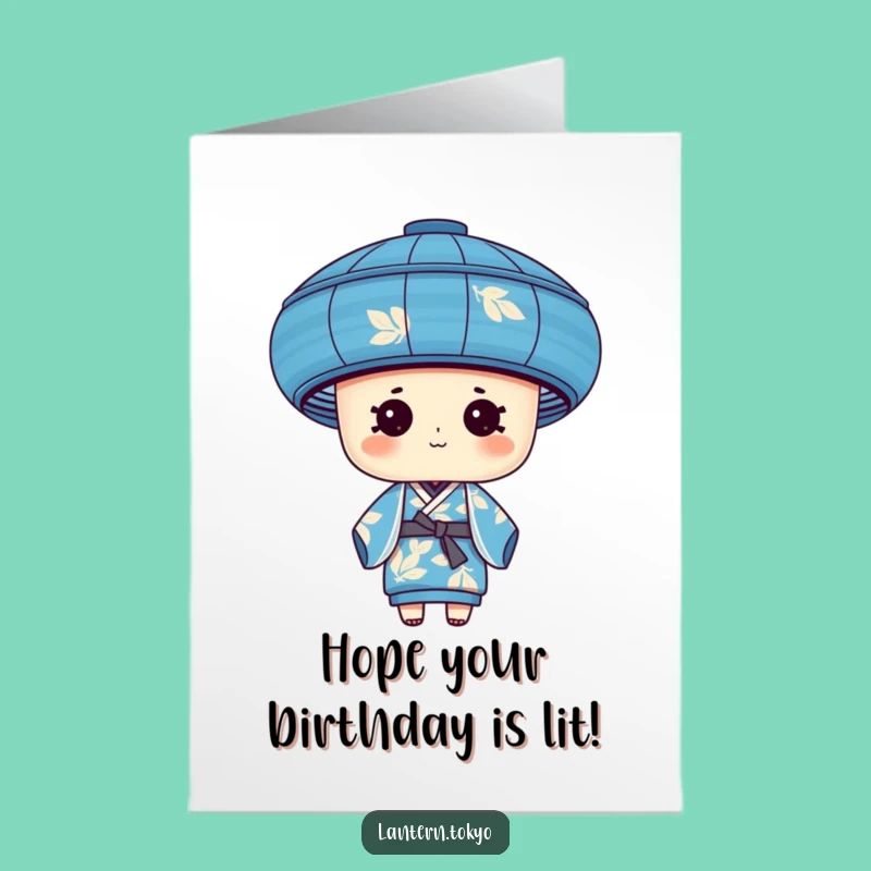 Free Printable Birthday Card: Leafy Kimono Lantern Funny Downloadable Gift