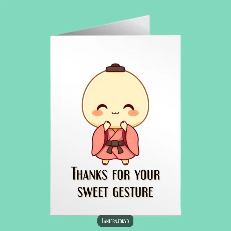 Free Printable Sweet Thank You Card: Mochi Lantern's Grateful Bow Downloadable