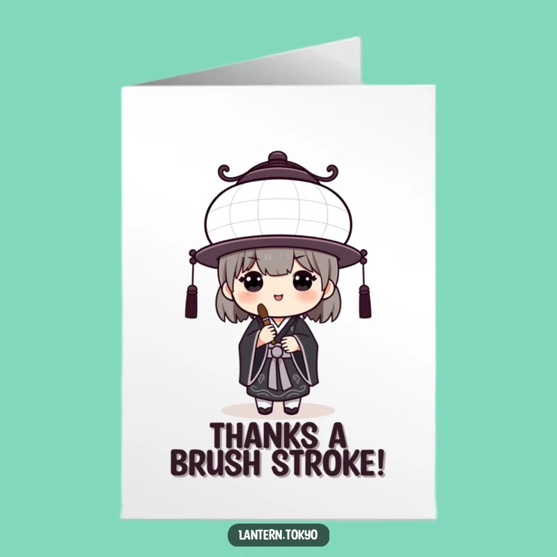 Funny Free Printable Thank You Card: Artistic Lantern in Kimono - Downloadable Appreciation Gift