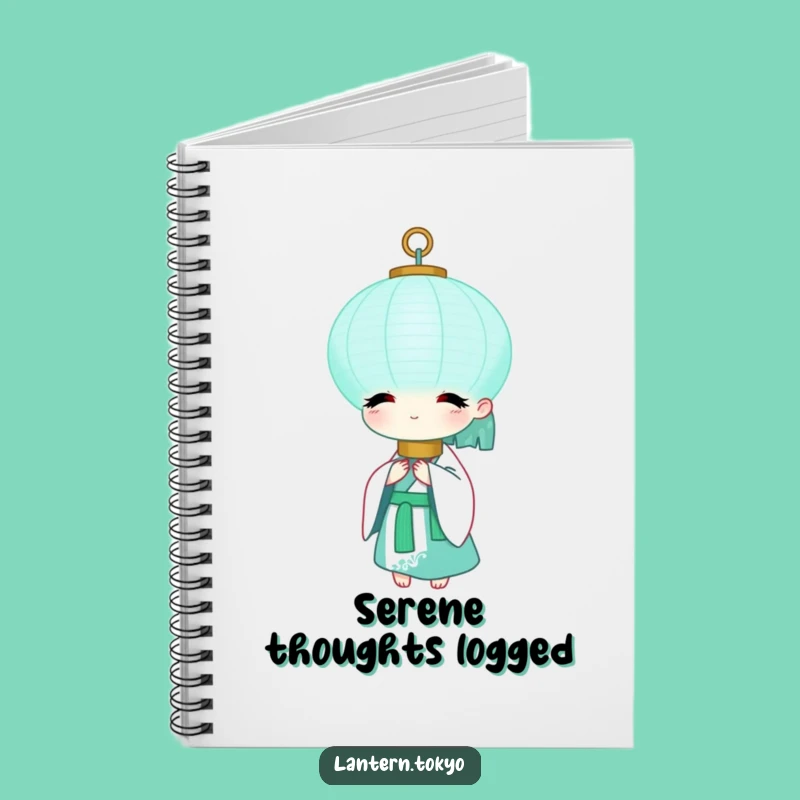 Funny Teal Lantern Notebook: White Kimono Journal for Peaceful Thoughts & Humor