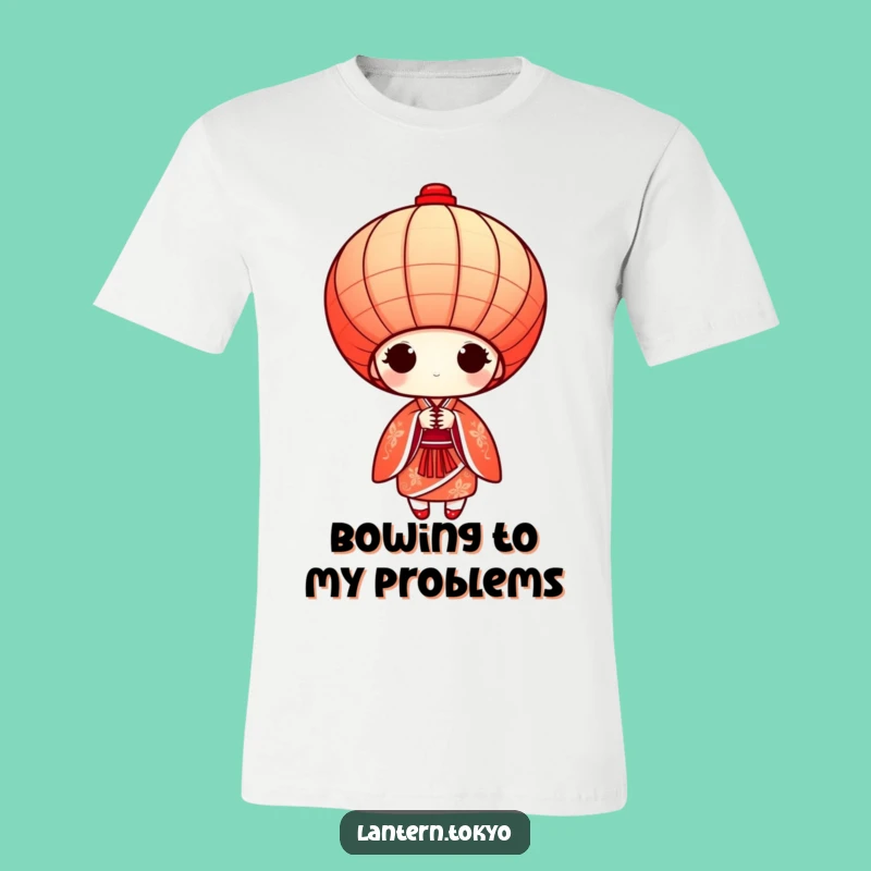 Funny Red Kimono Lantern T-Shirt: Graceful Bows Make a Hilarious Statement!