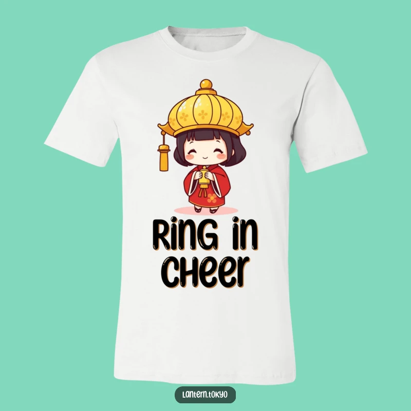 Funny Gold Lantern T-Shirt: Red Kimono Celebration Bell Statement Tee