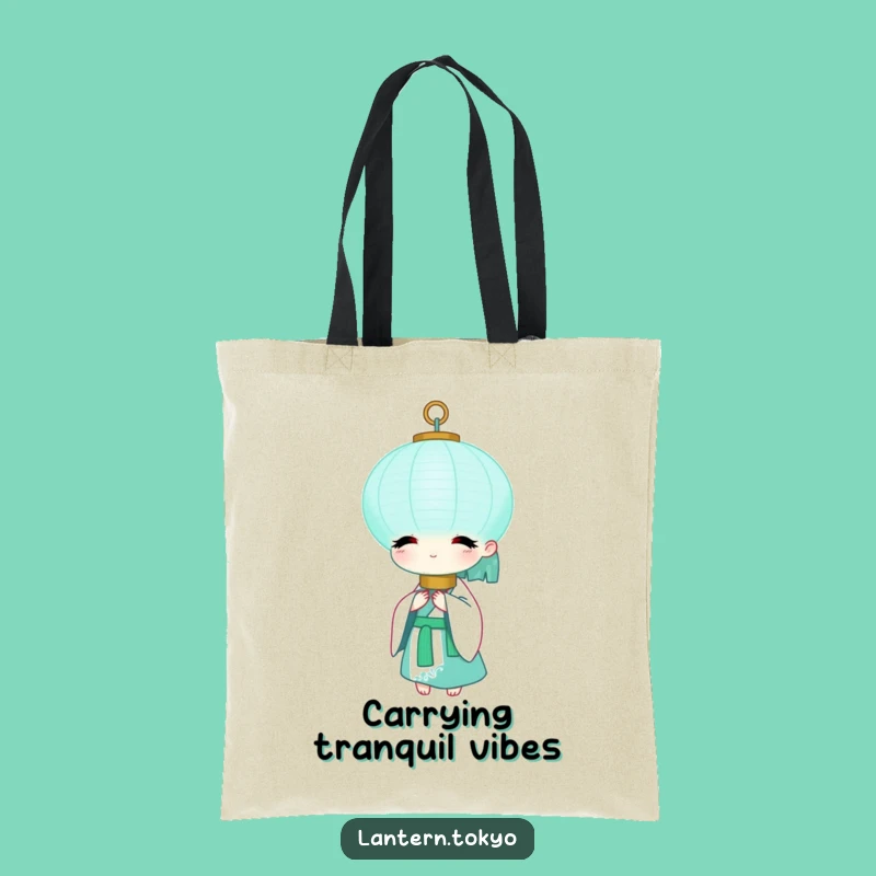 Funny Teal Lantern Tote Bag: Serene White Kimono Carryall for Peaceful Souls